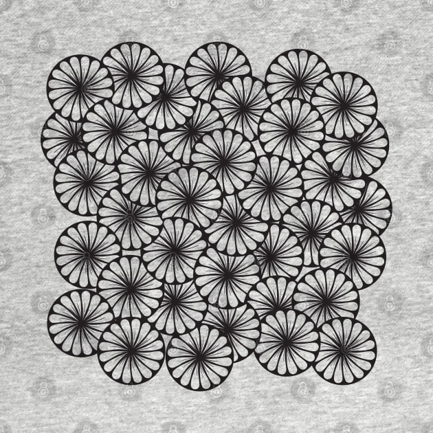 Flowers in circles layered pleasing pattern doodle hand drawn design by The Creative Clownfish